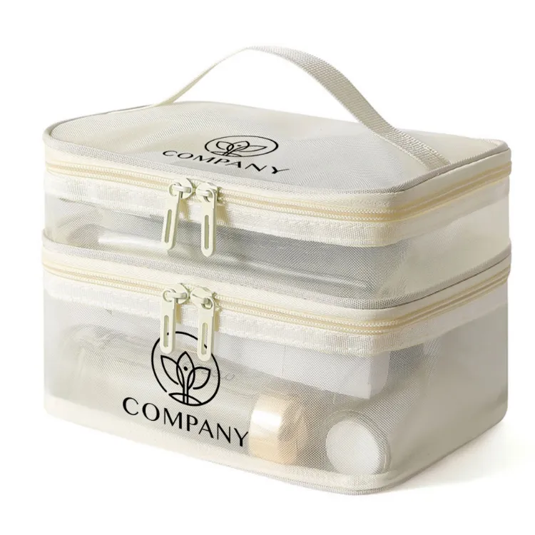 Picture of Nylon Mesh Sheer Double Layer Cosmetic Bag
