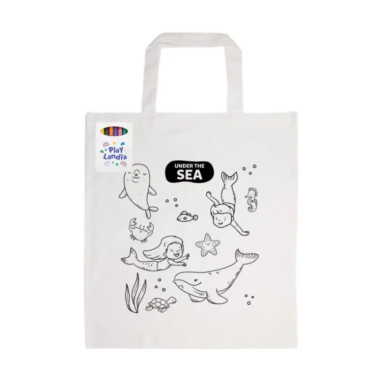 Picture of Colouring Short Handle Cotton Bag & Crayons