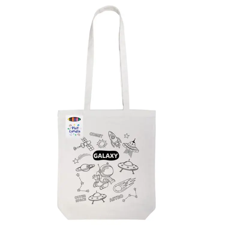 Picture of Colouring Long Handle Cotton Bag & Crayons