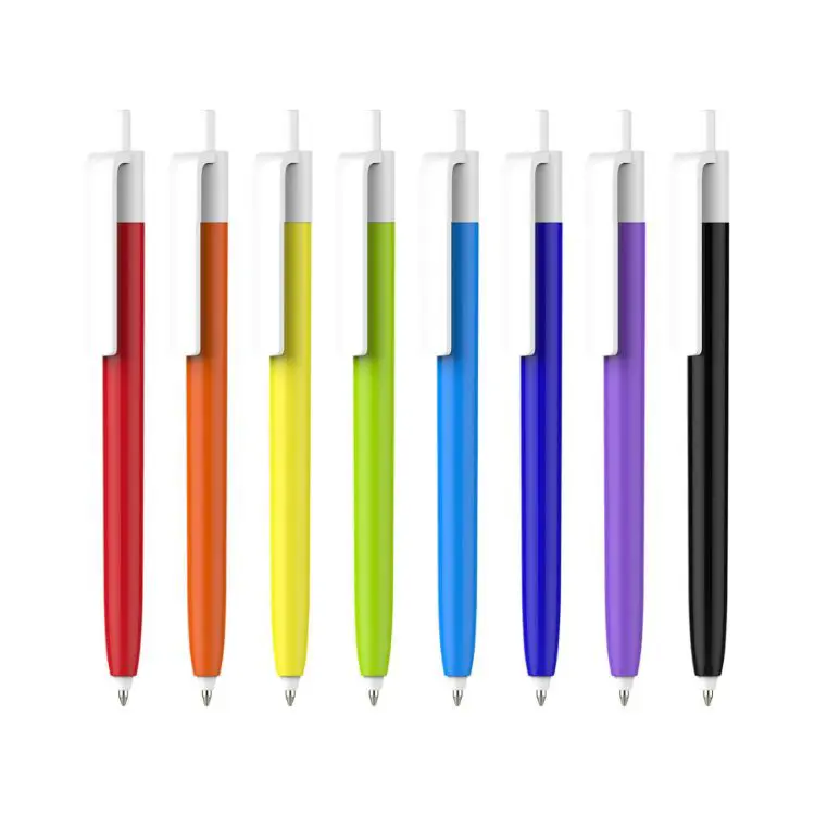 Picture of Push Button Pen - Colour Barrel with Creamy White Cap