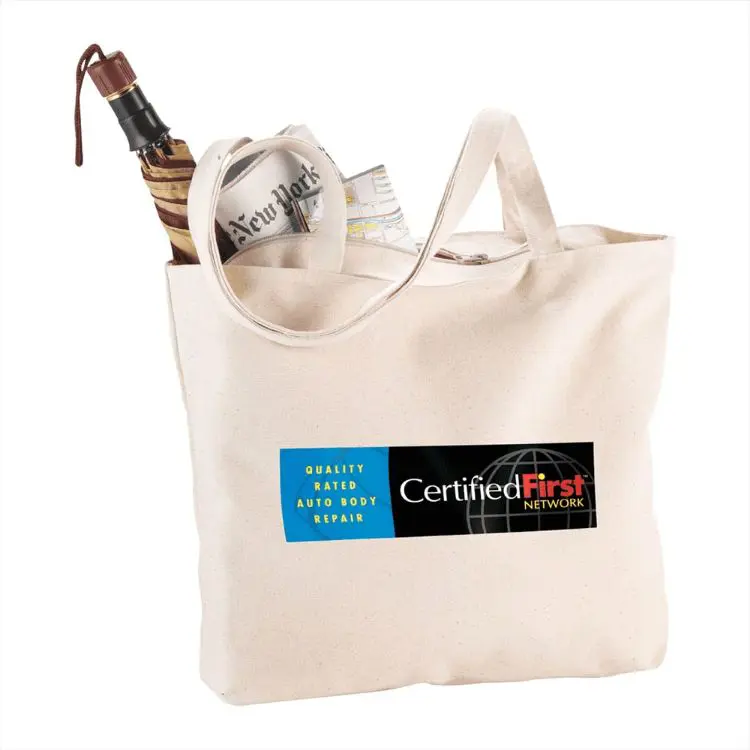 Picture of Zippered Cotton Canvas Shopper Tote