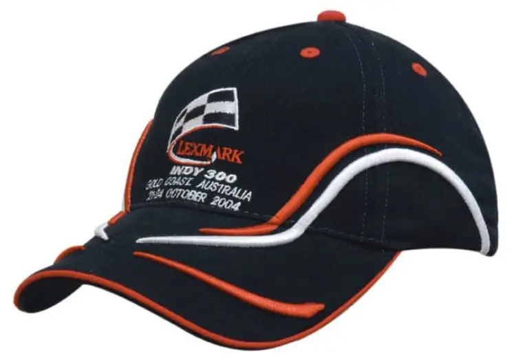 Picture of Brushed Heavy Cotton Cap with Running Line Embroidery on Peak and Crown