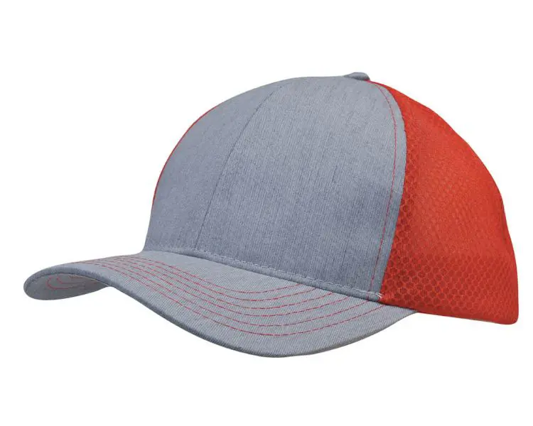 Picture of Light Brushed Poly Cotton Marle Cap with Honeycomb Mesh Back